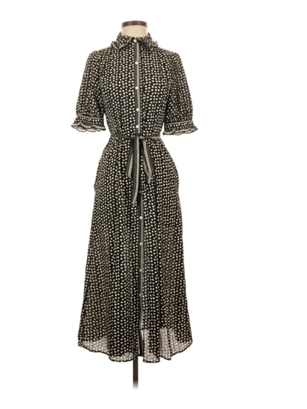 MAX STUDIO London Black & White Polka Dot Midi Dress Size S NWT